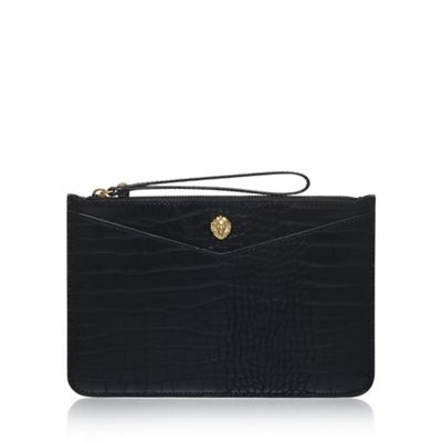 Black 'Frances Wristelet LG' clutch bag with wrist strap